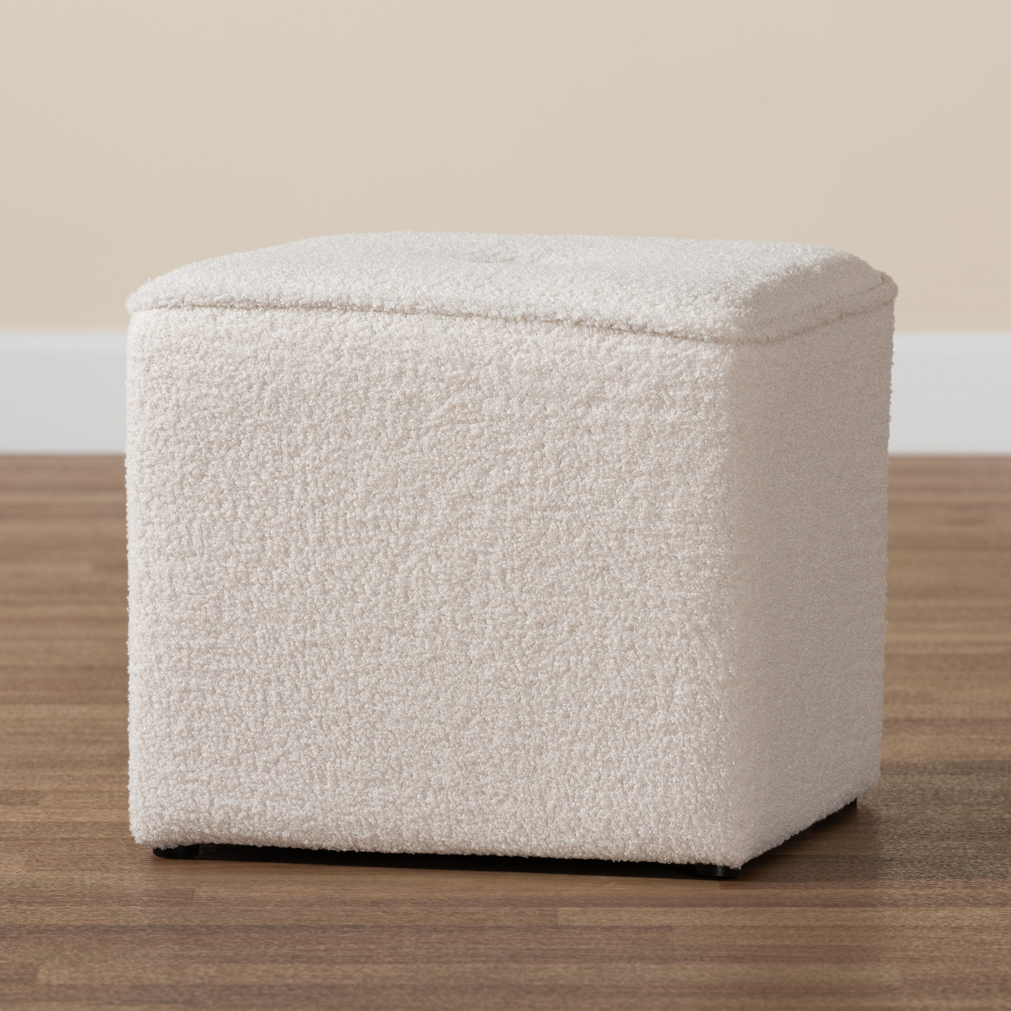 Baxton Studio Nelly Pouf Ottoman – Handwoven Natural/Ivory Bohemian Footstool Or Seat